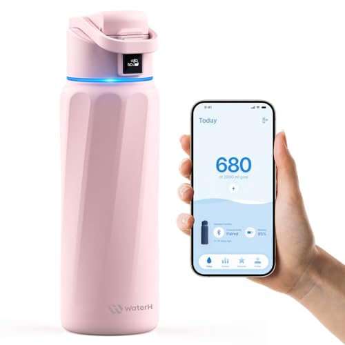 Boost Smart-Wasserflasche mit Erinnerung an Wasser und Wasser-Tracker-Flasche, doppelwandige, vakuumisolierte Wasserflasche, Edelstahl, breite Öffnung, 907 ml, ideal als Geschenk, Rosa Boost Smart-Wasserflasche mit Erinnerung an Wasser und Wasser-Tracker-Flasche, doppelwandige, vakuumisolierte Wasserflasche, Edelstahl, breite Öffnung, 907 ml, ideal als Geschenk, Rosa von WATERH