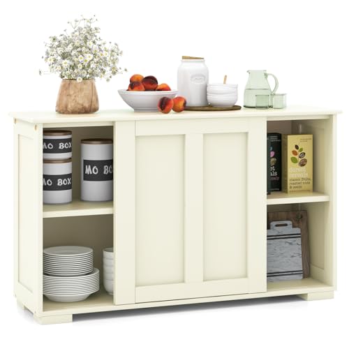 WATERJOY 106,7 cm kleiner Buffet-Sideboard-Schrank mit Holzschiebetür, Wohnmöbel von WATERJOY