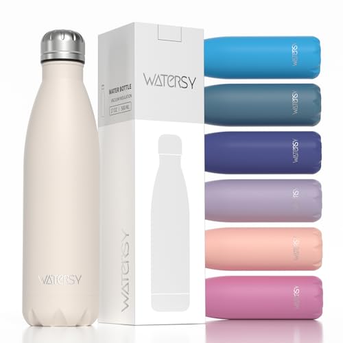 WATERSY Trinkflasche Edelstahl 500 ml, Thermosflasche Sport Kinder, BPA-Frei Wasserflasche Edelstahl Metall Auslaufsicher Isolierflasche Fahrrad Trinkflasche Weiß Stainless Steel Water Bottle WATERSY Trinkflasche Edelstahl 500 ml, Thermosflasche Sport Kinder, BPA-Frei Wasserflasche Edelstahl Metall Auslaufsicher Isolierflasche Fahrrad Trinkflasche Weiß Stainless Steel Water Bottle von WATERSY