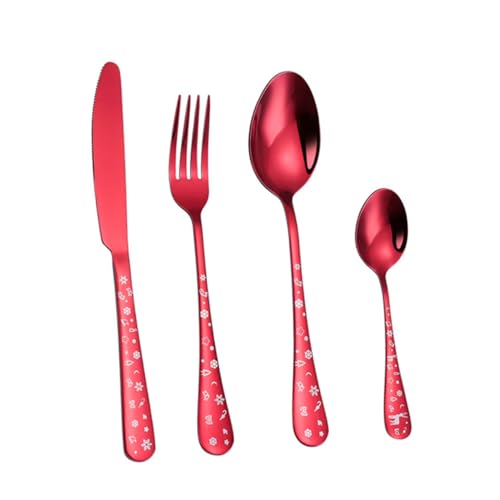 WATIIFUFU 1satz Edelstahl Besteck Set Für Festliche Anlässe Teiliges Set Festlichem Rot Für Familie Party Und Restaurant Spülmaschinengeeignet Ergonomisches Design Für Optimalen Komfort von WATIIFUFU