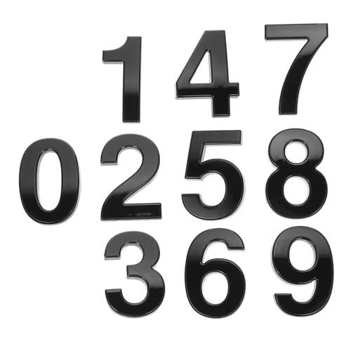 WATIIFUFU 10 Stück Teiliges Selbstklebendes Große Schwarze Zahlen mit Elektropolierter Oberfläche Wetterfest für Briefkasten Tür Wohnung Langlebige Adressbeschriftung von WATIIFUFU
