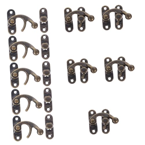 WATIIFUFU 10 Stück Teiliges Vintage Hasp Schloss aus Metall Rechter Schwingarmverschluss mit Schrauben Verdecktes Design Robust und Einfach zu Montieren für Schmuckkästchen Holzkisten Antike WATIIFUFU 10 Stück Teiliges Vintage Hasp Schloss aus Metall Rechter Schwingarmverschluss mit Schrauben Verdecktes Design Robust und Einfach zu Montieren für Schmuckkästchen Holzkisten Antike von WATIIFUFU