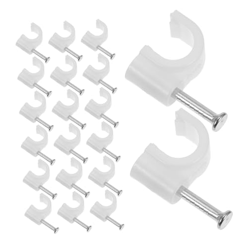 WATIIFUFU 100 Stück Kabelclips Nägel Rund Kabelklemmen Kabelhalterung für Elektrokabel Netzwerkkabel Befestigung Kabelmanagement Wandmontage von WATIIFUFU