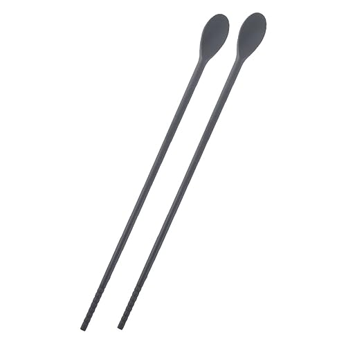 WATIIFUFU 1Paar Silikon Essstäbchen mit Löffel Funktion Multifunktionale Rührstäbchen für Getränke Langlebig und Leicht zu Reinigen für Täglichen Gebrauch und von WATIIFUFU