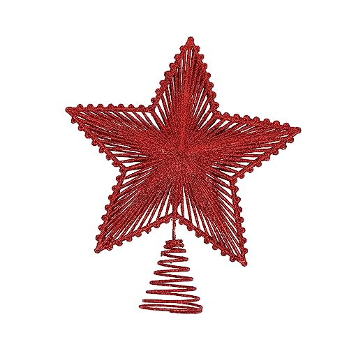 WATIIFUFU 1stk Christbaumschmuck Schneeflocken-baumspitze Weihnachtsbaumspitze Mit Hohlem Stern Weihnachtsbaum-Pentagramm Schwebende Regale Mond Feiertagspartydekorationen Plastik Rot von WATIIFUFU