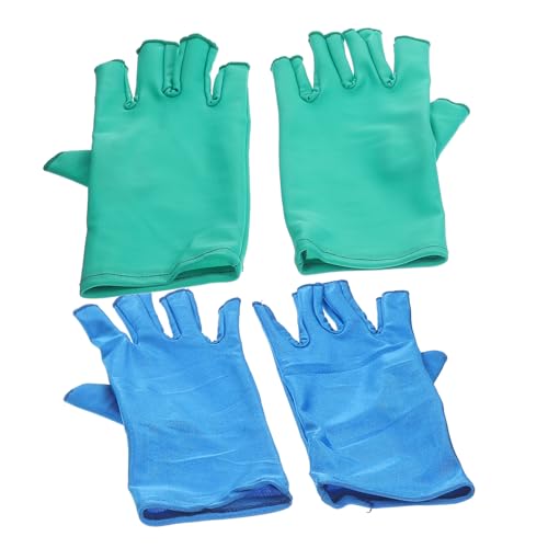 WATIIFUFU 2 Paare Fingerlose Arbeitshandschuhe aus Verschleißfestem Material Wiederverwendbare Halbfinger Näh Quilt handschutzhandschuhe in Blau für Sicheres Tippen und Handarbeiten von WATIIFUFU