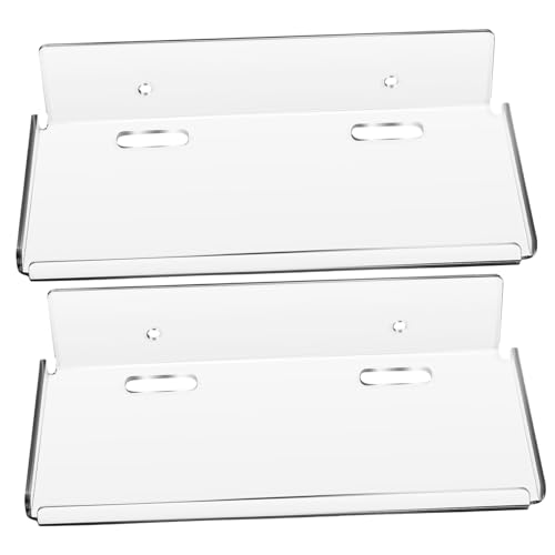 WATIIFUFU 2 Stück Acryl Wandregale ohne Bohren Multifunktionale Schwebende Wandboards Robustes Transparentes Regal für Schlafzimmer Wohnzimmer Badezimmer Platzsparende Wandmontage von WATIIFUFU