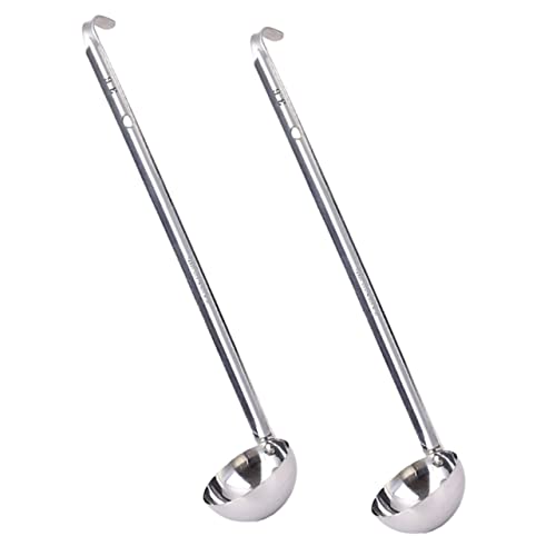 WATIIFUFU 2 Stück Edelstahl Suppenkellen Teilig mit Hakengriff Langlebige Schöpflöffel für Suppe Sauce Porridge Ergonomisch Vielseitig Einsetzbar für Küche und Hot Pot von WATIIFUFU