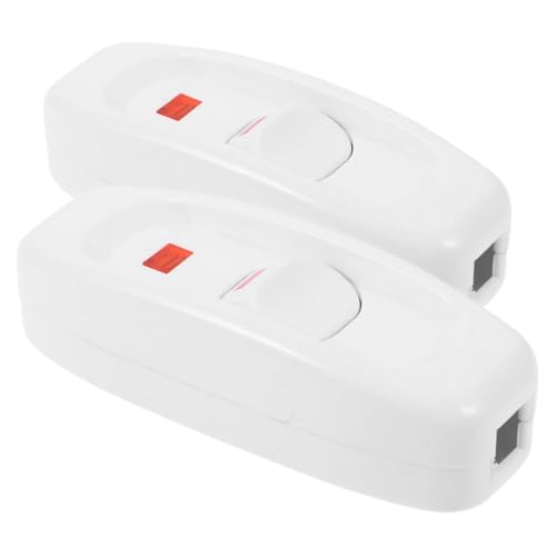 WATIIFUFU 2 Stück Inline Wippschalter Weiß mit Kontrollleuchte Vintage Design Einzelschalter für Nachttischlampen und Elektrische Geräte Vielseitig Kompatibel von WATIIFUFU