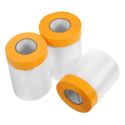 WATIIFUFU 3 Rollen Maler Abdeckfolie mit Klebeband Vielseitige Kunststoff Schutzfolie für Auto Möbel Wände Fenster Einfache Montage Langlebig und Leicht zu Reinigen Jeweils von WATIIFUFU