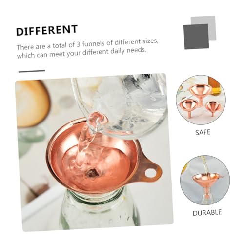 WATIIFUFU 3 Stück Teiliges Edelstahl Küchen Trichter Rosegold Mini Einfüllhilfe für Flüssigkeiten Öl Gewürze Vielseitiges Küchen Gadget für Haushalt Bar und Gastronomie von WATIIFUFU
