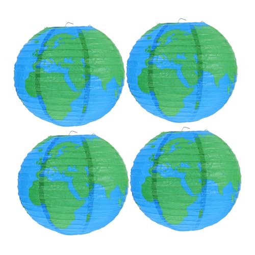WATIIFUFU 4 Stück Teiliges Erde Papierlaternen Dekorative Runde Hängelaternen für Partys und Earth Day Langlebige Papierdekoration mit Lebhaften Farben Einfache Montage für Klassenzimmer und von WATIIFUFU