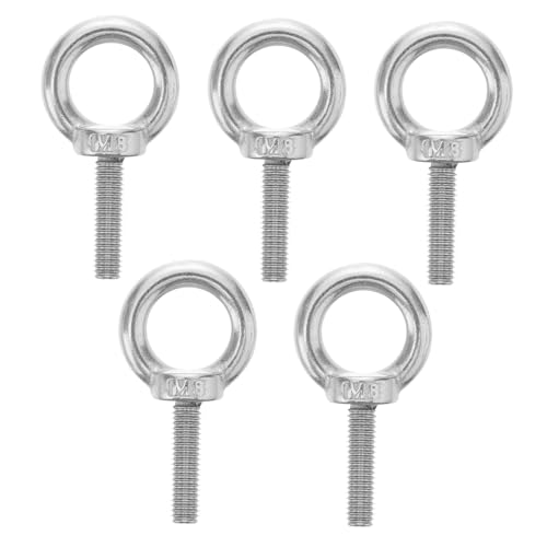 WATIIFUFU 5 Stück Teiliges Augbolzen aus Rostfreiem Edelstahl Korrosionsbeständige Ringschrauben mit Glattem Gewinde Vielseitig Einsetzbar für und Befestigungsanwendungen im Haushalt und von WATIIFUFU