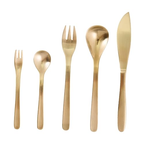 WATIIFUFU 5-teiliges Set Japanisches Und Westliches Geschirr Schwarzes Silberbesteck Essgeschirr Schwarze Gabeln Servierutensilien Gabeln Besteck Schwarze Servierbesteck Edelstahl 304 Golden von WATIIFUFU