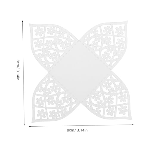 WATIIFUFU 50 Stück Candy Box Hollow Design Pralinen Papierförmchen Trüffel Verpackung Süßigkeiten Becher Weiß Hochzeit Party Dekoration Gastgeschenke von WATIIFUFU