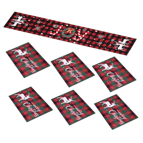 WATIIFUFU 7 STK. Weihnachts Tischläufer mit Rutschfesten Platzsets Hitzebeständig Polyester Tischdecke für Festliche Familienessen Stilvolle Xmas Tischdekoration für Party und Feiertage WATIIFUFU 7 STK. Weihnachts Tischläufer mit Rutschfesten Platzsets Hitzebeständig Polyester Tischdecke für Festliche Familienessen Stilvolle Xmas Tischdekoration für Party und Feiertage von WATIIFUFU