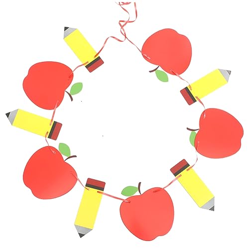 WATIIFUFU Back To School Banner Teiliges mit Wetterfesten Äpfeln und Bleistiftformen Leichte Schulanfang Dekoration für Klassenzimmer Fenster Türen und Outdoor Partys von WATIIFUFU