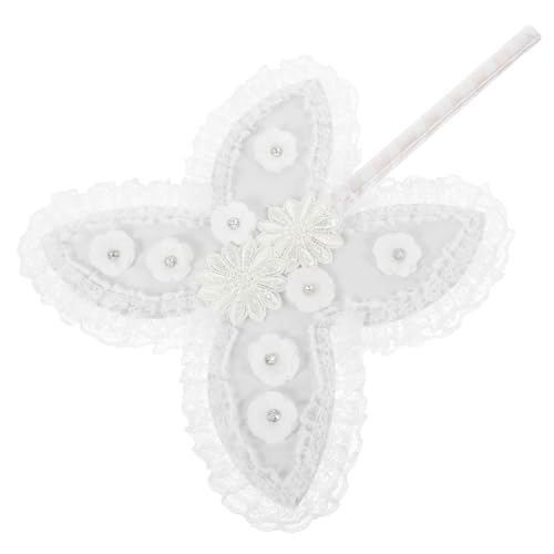 WATIIFUFU Butterfly Holding Lüfter Handfächer Tragbarer Lüfter Handgebläse Klapper -Handlüfter Kleiner Handventilatoren für Frauen -Handheld Spitze Weiß von WATIIFUFU