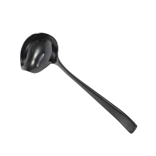 WATIIFUFU Edelstahl Duckbill Löffel mit Langem Griff Schwarz Praktische Schöpflöffel für Küche Servieren und Soßenausgießen Rostfrei Vielseitig Einsetzbar für Haushalt und Gastronomie von WATIIFUFU
