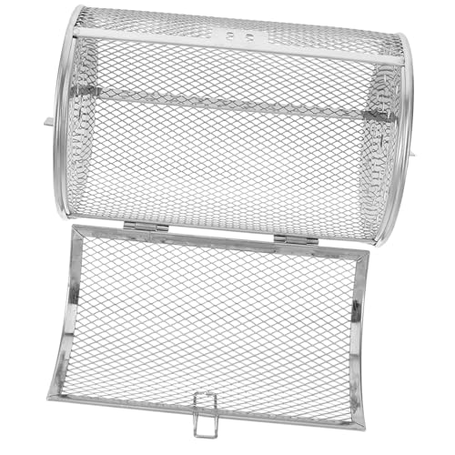 WATIIFUFU Edelstahl Grill Rollender Grill Grillkorb Drehspieß Hähnchenbehälter Kaffeeröster Grill Röster Zylinder Käfig Grillkörbe Rotisserie Korb Silberfarben von WATIIFUFU