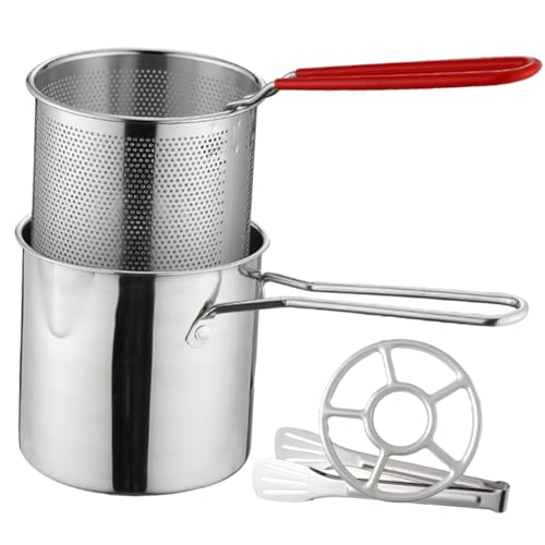 WATIIFUFU Edelstahl Mini Frittierkorb mit Ergonomischem Griff Schneller Erhitzung Frittiertopf für Pommes Fisch Gemüse Vielseitiger Snack korb für Haushalt und Babyernährung von WATIIFUFU