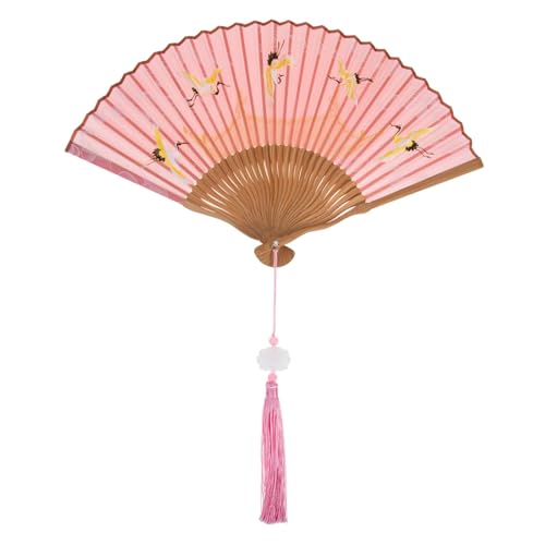 WATIIFUFU Eleganter Faltbarer Seidenfächer mit Klassischem Muster Vintage Bambusrahmen Tragbarer Chinesischer Wand und Dekorationsfächer für Bühne Party und Zuhause Leicht und Praktisch von WATIIFUFU
