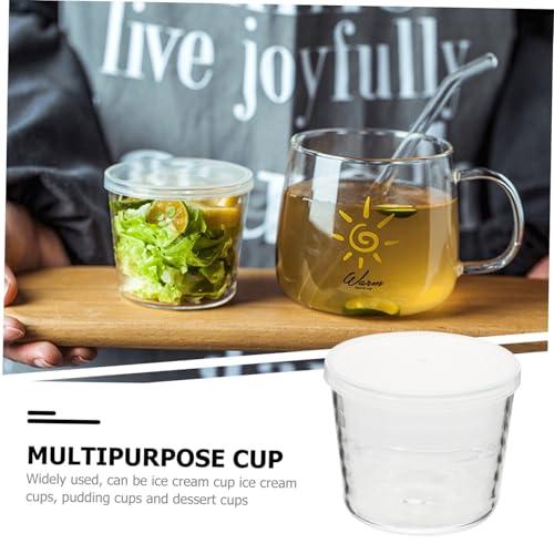 WATIIFUFU Glasbecher mit Großem und Pe deckel Hitze Kältebeständig Dicht Verschließbar Vielseitig als Milch Saft Puddingbecher Geeignet Transparent und Robust WATIIFUFU Glasbecher mit Großem und Pe deckel Hitze Kältebeständig Dicht Verschließbar Vielseitig als Milch Saft Puddingbecher Geeignet Transparent und Robust von WATIIFUFU