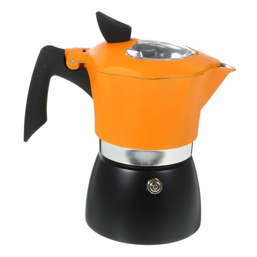 WATIIFUFU Kaffeekanne Für Küche Espressokaffeekanne Handbrühkanne Mit Deckel Ergonomischer Griff Rutschfest Einfach Zu Bedienen Robust Und Langlebig Schwarz Und Orange von WATIIFUFU
