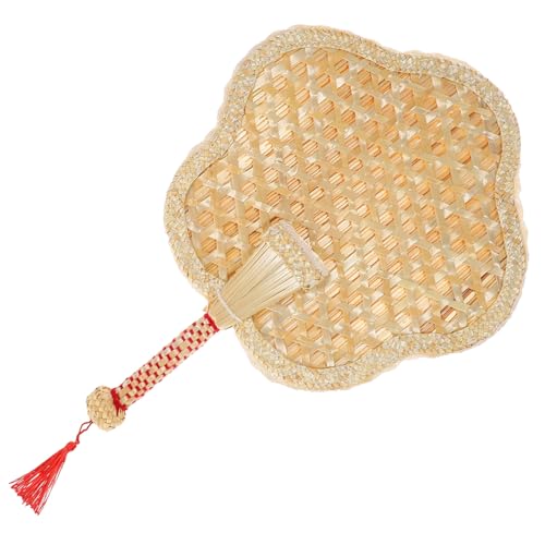 WATIIFUFU Handgewebter Dekorativer Strohfächer Natürlicher Leichter Sommer Handfächer mit Tropischem Design Chinesischer Vintage Stil Handgefertigt Tragbarer Kühlventilator für Innen und von WATIIFUFU