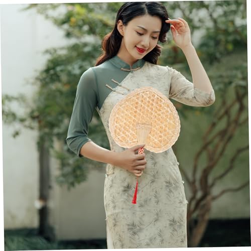 WATIIFUFU Handgewebter Weizenstroh Fächer Handlicher Sommer Handventilator Dekorativer Chinesischer Vintage Lüfter für Outdoor Kühlung Leichte Manuelle Handfächer Geeignet für Bühne und von WATIIFUFU