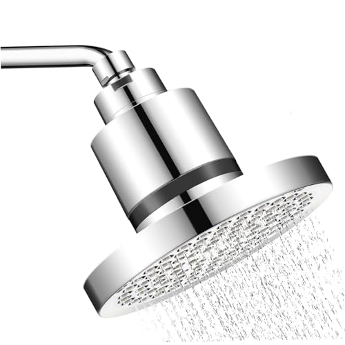 WATIIFUFU Hochdruck-duschkopf Stufigem Filtersystem Hartes Wasser-weichmacher Abnehmbarer Filter für Brunnenwasser Silberfarbener Rundkopf Sanfte Hautpflege für Badgebrauch von WATIIFUFU
