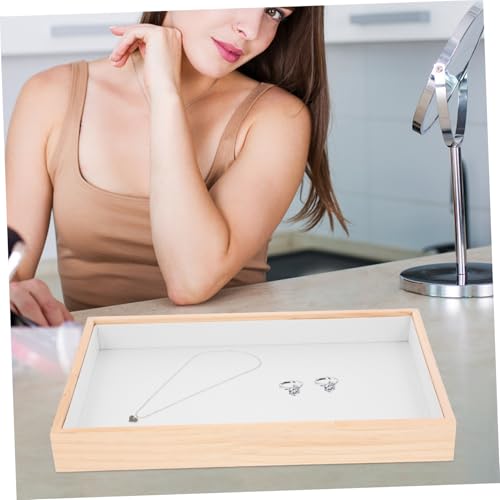 WATIIFUFU Holz Schmucktablett Schmuckaufbewahrung für Armbänder Ringe Halsketten und Ohrringe Schmuckdisplay Tray mit Weicher Oberfläche für Schreibtisch und Ladentheke Vielseitig von WATIIFUFU