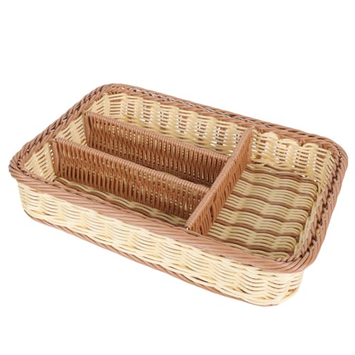 WATIIFUFU Imitat rattan Aufbewahrungskorb mit Fächern Kompakter Besteckkorb für Platzsparend Vielseitig Nutzbar für Küche Restaurant und Zuhause Langlebiges Material Beige braun WATIIFUFU Imitat rattan Aufbewahrungskorb mit Fächern Kompakter Besteckkorb für Platzsparend Vielseitig Nutzbar für Küche Restaurant und Zuhause Langlebiges Material Beige braun von WATIIFUFU
