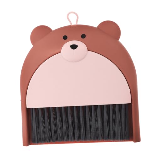 WATIIFUFU Mini Besen Kehrschaufel Set Niedliches Bären Design Kompaktes Reinigungsset Handbesen und Kehrblech für Tisch Schreibtisch Tastatur Autos und Haustierbereiche von WATIIFUFU