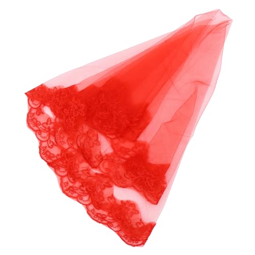 WATIIFUFU Romantischer Roter Brautschleier aus Spitzen tüll Leichter Hochzeitsschleier mit Elegantem Haarschmuck Einzigartiges Zubehör für Braut und Brautjungfern WATIIFUFU Romantischer Roter Brautschleier aus Spitzen tüll Leichter Hochzeitsschleier mit Elegantem Haarschmuck Einzigartiges Zubehör für Braut und Brautjungfern von WATIIFUFU