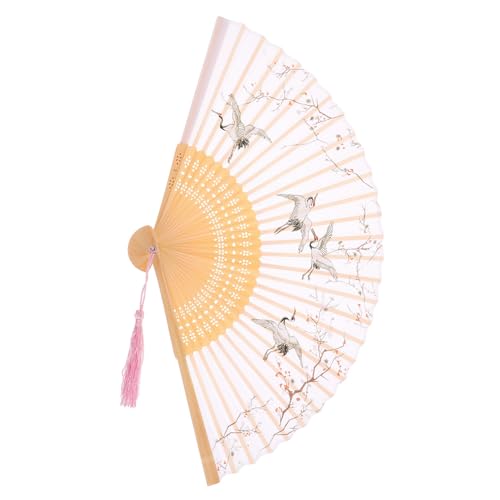 WATIIFUFU Vintage Faltbarer Handfächer aus Holz mit Elegantem Weißem Design Klassischer Chinesischer Stil Faltbarer Handfächer als Hochzeit Tanzrequisite und Dekoration von WATIIFUFU