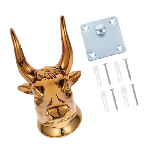 WATIIFUFU Vintage Kuhkopf Wandhaken Multifunktionaler Garderobenhaken für Handtücher Hüte Schlüssel und Musikinstrumente Dekorativer Retro Bad Bereich Wandhalter Goldfarben von WATIIFUFU