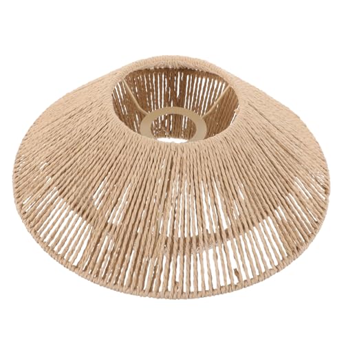 WATIIFUFU Vintage Lampenschirm Rattan optik Deckenleuchte Geflochtene Lampenabdeckung Sockel Naturfarbener Lampenschirm für Wohnzimmer Esszimmer und Restaurant von WATIIFUFU