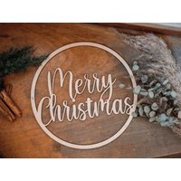 Holzring "Merry Christmas", Weihnachtsdeko, Holzkranz Weihnachten, Türdeko, Türschild Holzring "Merry Christmas", Weihnachtsdeko, Holzkranz Weihnachten, Türdeko, Türschild von WATSCHOENET