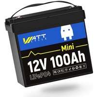 LiFePO4 Lithiumbatterie 12V 100Ah Mini – Verbesserte 100A bms, bis zu 15.000 Zyklen, 10 Jahre Lebensdauer, max. 1280Wh – Kompakte & sichere von WATTCYCLE