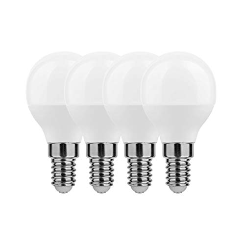 WATTERIE: 4er Pack: LED Globe Mini P45 E14 6 Watt ersetzt 45W kaltweiß 4000K nicht dimmbar 220-240V 600 Lumen ► LED E14 ► Leuchtmittel E14 ► E14 LED Glühbirne ► LED Glühbirne ► E14 Tropfenform von WATTERIE
