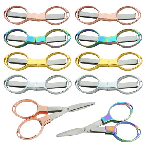 8 Stück Klappschere, WATUNID Tragbare Faltbare Schere, Mini Schere, Edelstahl Teleskop Bastelschere Set, Kleine Schere Reiseschere, Mini Sicherheitsschere für Schule, Zuhause, Büro, DIY Projekte von WATUNID