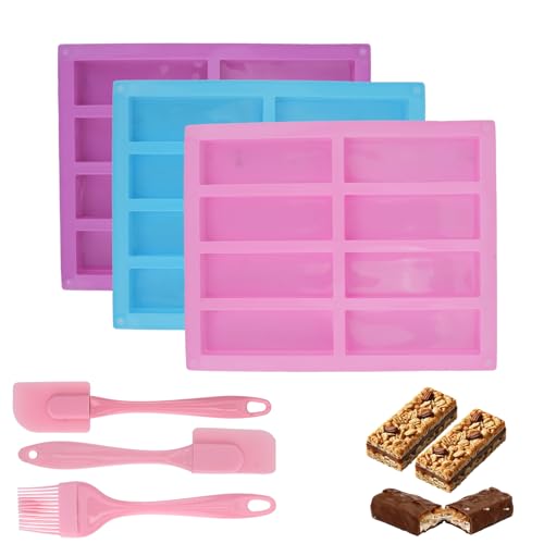WATUNID 3 Stück Müsliriegel Backform mit 3 Spateln, 8 Mulden Rechteckige Silikonform, Energieriegel Maker Backform, Antihaft Silikonform Riegel Zur Herstellung von Schokoriegeln, Muffins, Brownies WATUNID 3 Stück Müsliriegel Backform mit 3 Spateln, 8 Mulden Rechteckige Silikonform, Energieriegel Maker Backform, Antihaft Silikonform Riegel Zur Herstellung von Schokoriegeln, Muffins, Brownies von WATUNID