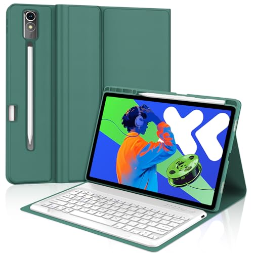 WAVATA Tastatur für Lenovo Idea Tab Pro 12.7" 2025, Hülle mit Tastatur für Lenovo Idea Tab Pro 2025 Magnetische Bluetooth Abnehmbare QWERTZ Layout, Dunkelgrün von WAVATA