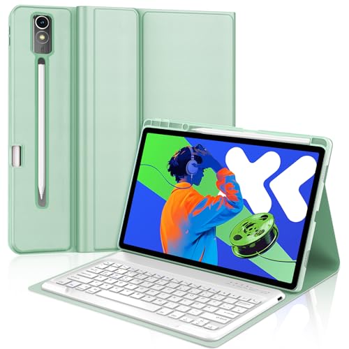 WAVATA Tastatur für Lenovo Idea Tab Pro 12.7" 2025, Hülle mit Tastatur für Lenovo Idea Tab Pro 2025 Magnetische Bluetooth Abnehmbare QWERTZ Layout, Grasgrün von WAVATA