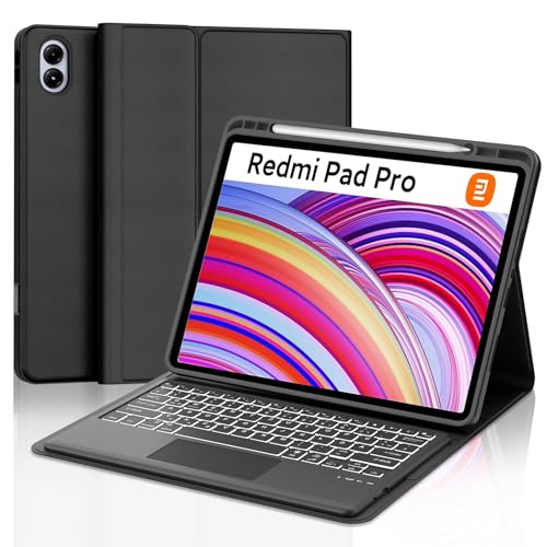 WAVATA Tastatur für Redmi Pad Pro 12.1"/Xiaomi Poco Pad 2024 mit Touchpad, Hülle mit Tastatur für Xiaomi Redmi Pad Pro Keyboard Magnetische Beleuchtete Bluetooth Abnehmbare QWERTZ Layout, Schwarz WAVATA Tastatur für Redmi Pad Pro 12.1"/Xiaomi Poco Pad 2024 mit Touchpad, Hülle mit Tastatur für Xiaomi Redmi Pad Pro Keyboard Magnetische Beleuchtete Bluetooth Abnehmbare QWERTZ Layout, Schwarz von WAVATA