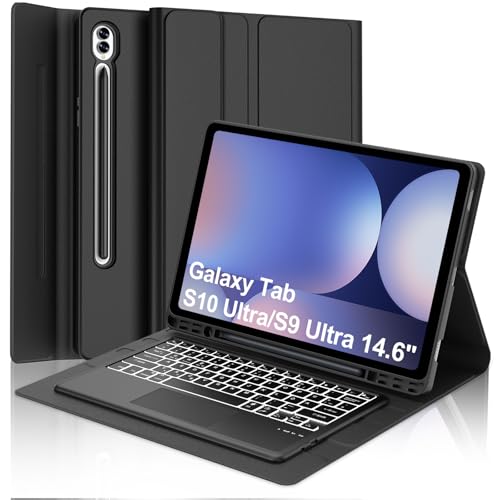 WAVATA Tastatur für Samsung Galaxy Tab S10 Ultra 2024/S9 Ultra/S8 Ultra 14.6" mit Touchpad, Hülle mit Tastatur für Samsung Tab S9 Ultra Magnetische Beleuchtung Abnehmbar QWERTZ Layout, Schwarz WAVATA Tastatur für Samsung Galaxy Tab S10 Ultra 2024/S9 Ultra/S8 Ultra 14.6" mit Touchpad, Hülle mit Tastatur für Samsung Tab S9 Ultra Magnetische Beleuchtung Abnehmbar QWERTZ Layout, Schwarz von WAVATA