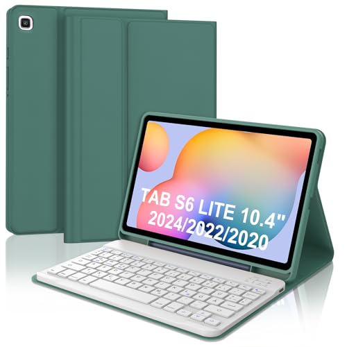 WAVATA Tastatur für Samsung Galaxy Tab S6 Lite 10.4" 2024/2022/2020, Hülle mit Tastatur für Samsung Tab S6 Lite Keyboard Cover Magnetische Abnehmbare Bluetooth QWERTZ Layout, Dunkelgrün WAVATA Tastatur für Samsung Galaxy Tab S6 Lite 10.4" 2024/2022/2020, Hülle mit Tastatur für Samsung Tab S6 Lite Keyboard Cover Magnetische Abnehmbare Bluetooth QWERTZ Layout, Dunkelgrün von WAVATA