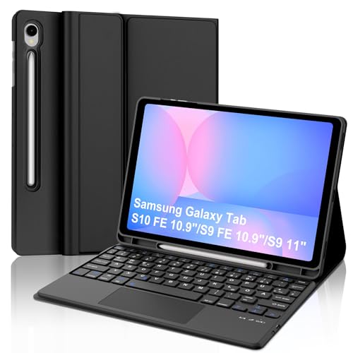 WAVATA Tastatur für Samsung Galaxy Tab S10 FE 10.9" 2025/S9 FE/S9 11 Zoll 2023 mit Touchpad, Magnetische Bluetooth Abnehmbare QWERTZ Layout, Schwarz von WAVATA
