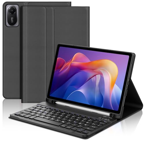 WAVATA Tastatur für Xiaomi Redmi Pad 2 11" 2025, Hülle mit Tastatur für Redmi Pad 2 Magnetische Bluetooth Abnehmbare QWERTZ Layout, Schwarz von WAVATA